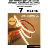 Ankara Teknik 220V Trafosuz Şerit LED Günışığı Renk (120 Ledli). Anahtarlı Arapuar Kablolu/ Tak Çalıştır/ 7 Metre - Gün Işığı