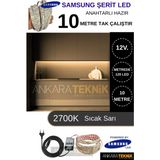 Ankara Teknik Samsung 12 Volt 10 Metre Mutfak Dolabı Şerit Led/ On-Off / Tak Çalıştır Hazır Set 2700K (Sıcak Sarı)