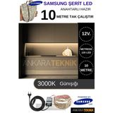 Ankara Teknik Samsung 12 Volt 10 Metre Mutfak Dolabı Şerit Led/ On-Off / Tak Çalıştır Hazır Set 3000K (Günışığı) - 3000K - Gün Işığı
