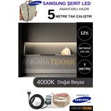 Ankara Teknik Samsung 12 Volt 5 Metre Mutfak Dolabı Şerit Led/ On-Off / Tak Çalıştır Hazır Set 4000K (Doğal Beyaz)