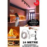Ankara Teknik Sensörlü Amber Renk (2000K) F- Cob Neon LED / Yüksek Lümen/ Dolap Alcıpan Tavan LED /14 Metre