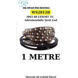 Ankara Teknik WS2812B IP65 Silikonlu Piksel Şerit LED 5 Volt /60 LED-60PIKSEL - 1 m - ARGB
