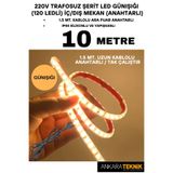ankarateknik 220V Trafosuz Şerit Led Günışığı Renk (120 Ledli). Anahtarlı Arapuar Kablolu/ Tak Çalıştır/ 10 Metre