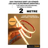 ankarateknik 220V Trafosuz Şerit Led Günışığı Renk (120 Ledli). Anahtarlı Arapuar Kablolu/ Tak Çalıştır/ 2 Metre