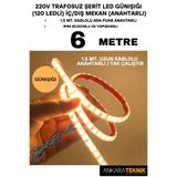 ankarateknik 220V Trafosuz Şerit Led Günışığı Renk (120 Ledli). Anahtarlı Arapuar Kablolu/ Tak Çalıştır/ 6 Metre