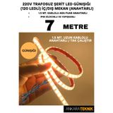 ankarateknik 220V Trafosuz Şerit Led Günışığı Renk (120 Ledli). Anahtarlı Arapuar Kablolu/ Tak Çalıştır/ 7 Metre