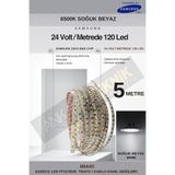 ankarateknik 24 Volt Samsung Şerit Led 5 Metre / Metrede 120 Led / 6500K Soğuk Beyaz