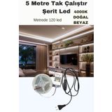 ankarateknik Dolap / Duvar 5 Metre Tak Çalıştır Mt/120 Led Şerit Led - 4000k Doğal Beyaz