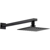 Ankastre Duş Başlığı Borulu Kare Slim Metal 20X20 Cm (Mat Siyah)