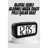 Ankaverse Dijital Masa Saati Termometre Takvim LED Ekran Pilli Ev Ofis Masası - Standart - 00-Siyah - Beyaz