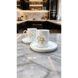 Ankaverse Kirlinova® Yeşil Çiçek 2'li Porselen Fincan Takımı - 1 Adet - Renkli