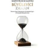 Ankaverse Manyetik Kum Saati Mıknatıslı Ahşap Standlı Dekoratif Masaüstü Hediyelik Süs Eşyası (14 Cm)