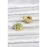 Ankaverse® Yeşil Zirkon Taşlı Düğme Veya Manşet Broşu - Renkli - Standart