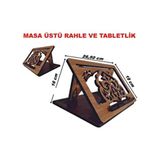 Ankebut Masa Üstü Seyyar Katlanabilir Kuranı Kerim Rahlesi Ahşap Malzemeden Geleneksel Motifli Tasarım - Kahverengi