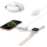 Anker MagGo 3'ü 1 Arada Kablosuz Şarj İstasyonu, MagSafe Uyumlu, 15W Katlanabilir Seyahat Tipi Şarj Standı, Beyaz - B25M8