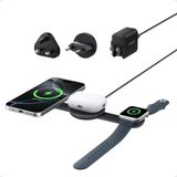 Anker MagGo 3'ü 1 arada kablosuz şarj istasyonu, MagSafe uyumlu, Qi2 MagGo sertifikalı indüksiyon şarj cihazı, 15 W, katlanabilir seyahat şarj cihazı, iPhone 16/15/14, AirPods, Apple Watch (USB-C şarj
