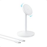 Anker Maggo Kablosuz Şarj Istasyonu, 15W, Magsafe Uyumlu, Usb-C Kablolu Stand, Adaptör Dahil Değildir, Beyaz - A25X1