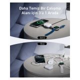 Anker Ufo MagGo B25M8 Siyah 3in1 MagSafe Kablosuz Şarj Aleti