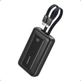 Anker Zolo Powerbank 10k, 30w, Dahili C Ve L Kablo, Siyah
