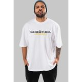 ankhises Bebeğim Gel Locadayız Ön Baskılı Beyaz Oversize T-Shirt Erkek Kadın Bisiklet Yaka - XL