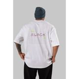 ankhises Black Yazılı Arka Baskılı Beyaz Oversize T-Shirt Erkek Kadın Bisiklet Yaka - M