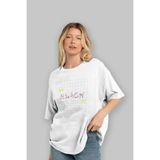 ankhises Black Yazılı Ön Baskılı Beyaz Oversize T-Shirt Erkek Kadın Bisiklet Yaka - XL