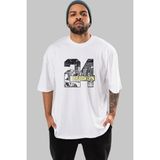 ankhises Brooklyn 24 Ön Baskılı Beyaz Oversize T-Shirt Erkek Kadın Bisiklet Yaka - M