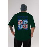 Ankhises Brooklyn 86 Style Arka Baskılı Zümrüt Yeşili Oversize T-Shirt Unisex Erkek Kadın Bisiklet Yaka