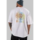 ankhises Brooklyn And New York Arka Baskılı Beyaz Oversize T-Shirt Erkek Kadın Bisiklet Yaka