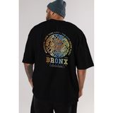 ankhises Brooklyn And New York Arka Baskılı Siyah Oversize T-Shirt Erkek Kadın Bisiklet Yaka