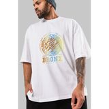 ankhises Brooklyn And New York Ön Baskılı Beyaz Oversize T-Shirt Erkek Kadın Bisiklet Yaka
