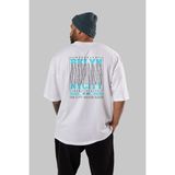 ankhises Brooklyn New York City Arka Baskılı Beyaz Oversize T-Shirt Erkek Kadın Bisiklet Yaka - M