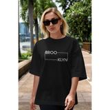 ankhises Brooklyn Sport Yazılı Ön Baskılı Siyah Oversize T-Shirt Erkek Kadın Bisiklet Yaka