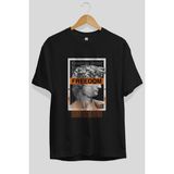 ankhises Brooklyn Street Ön Baskılı Siyah Oversize T-Shirt Erkek Kadın Bisiklet Yaka
