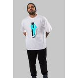 ankhises Brooklyn Style Ön Baskılı Beyaz Oversize T-Shirt Erkek Kadın Bisiklet Yaka - M