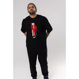 ankhises Brooklyn Style Ön Baskılı Siyah Oversize T-Shirt Erkek Kadın Bisiklet Yaka