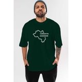 Ankhises Coğrafya Kaderdir Ön Baskılı Zümrüt Yeşili Oversize T-Shirt Erkek Kadın Bisiklet Yaka - XL