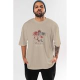 Ankhises Death Note Ryuk Anime Ön Baskılı Bej Oversize T-Shirt Erkek Kadın