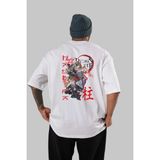 ankhises Demon Slayer Slayers Anime Arka Baskılı Beyaz Oversize T-Shirt Pamuk Erkek Kadın
