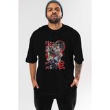 ankhises Demon Slayer Slayers Anime Ön Baskılı Siyah Oversize T-Shirt Erkek Kadın
