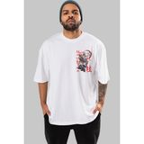 Ankhises Demon Slayer Slayers Ön Sol Baskılı Oversize T-Shirt Erkek Kadın Unisex Pamuk Bisiklet Yaka Tişort - Beyaz