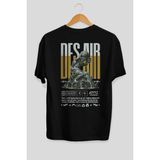 Ankhises Des Air Arka Baskılı Siyah Oversize T-Shirt Erkek Kadın Pamuk Bisiklet Yaka Tişort - XL