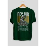 Ankhises Des Air Arka Baskılı Yeşil Oversize T-Shirt Erkek Kadın Pamuk Bisiklet Yaka Tişort - XL
