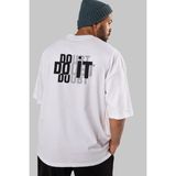 ankhises Do It Yazılı Arka Baskılı Beyaz Oversize T-Shirt Erkek Kadın Bisiklet Yaka