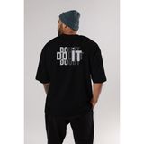 ankhises Do It Yazılı Arka Baskılı Siyah Oversize T-Shirt Erkek Kadın Bisiklet Yaka