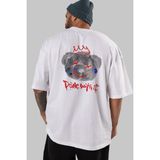 ankhises Done With It Bear Arka Baskılı Beyaz Oversize T-Shirt Erkek Kadın Bisiklet Yaka