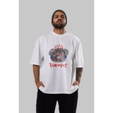 ankhises Done With It Bear Ön Baskılı Beyaz Oversize T-Shirt Erkek Kadın Bisiklet Yaka