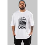 ankhises Freedom Is Not Free Ön Baskılı Beyaz Oversize T-Shirt Erkek Kadın Bisiklet Yaka - XL