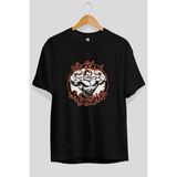 Ankhises Gym , Spor , Fitness Serisi 10 Ön Baskılı Oversize T-Shirt Erkek Kadın Pamuk Bisiklet Yaka Tişort - Siyah - XL