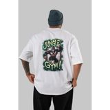 Ankhises Gym , Spor , Fitness Serisi 11 Arka Baskılı Oversize T-Shirt Erkek Kadın Pamuk Bisiklet Yaka Tişort - Beyaz
